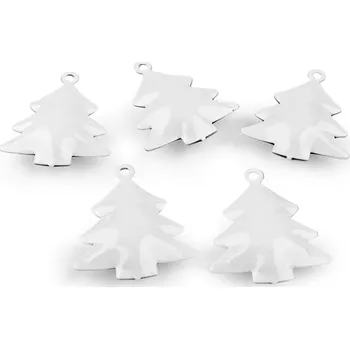 Vánoční dekorace Rolničky stromeček, hvězda Varianta: 3 bílá stromeček, Balení: 5 ks