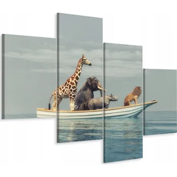 Obraz Obraz Čtyřdílný (Tetraptych) Divoká ZVÍŘATA s motivem Lodže 120x75