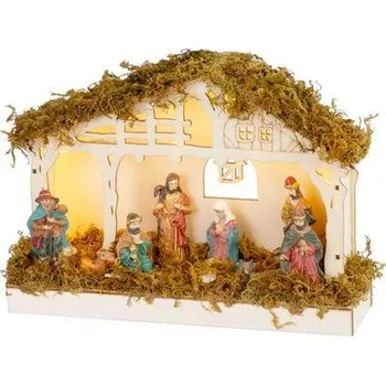 Vánoční dekorace Dekorácia MagicHome Vianoce, betlehem, 5x LED teplá biela, 3xAA, interiér, 26,3x7,3x19,2 cm