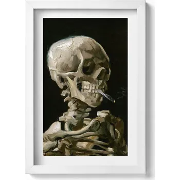 Obraz Dekorativní nástěnný obraz do pokoje Malba lebky s cigaretou 20x30 cm