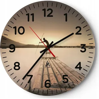 Hodiny Nástěnné hodiny do obýváku 40x40 Krajina Kulatý Skleněné hodiny Loft Tiché