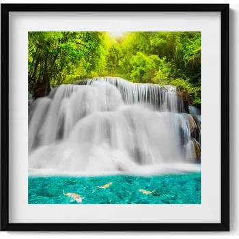 Obraz Stylový obraz v černém rámu Vodopád Huai Mae Khamin v Thajsku 50x50 cm