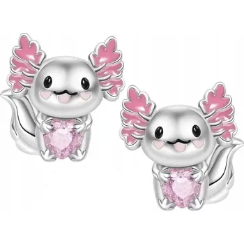Náušnice STŘÍBRNÉ NÁUŠNICE PRO DÍVKY DĚTSKÉ AKSOLOTL ŠROUBOVACÍ PEcky VODNÍ DRAK