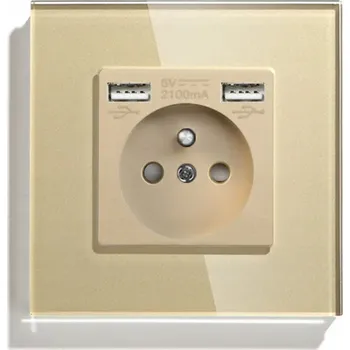 Elektrická zásuvka SKLENĚNÁ ZÁSUVKA JEDNODUCHÁ S 2X USB
