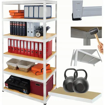 Dílenský regál Kovový regál skladový stojan HELIOS 213x90x30cm 6 polic Nosnost 275kg SOLIDNÍ