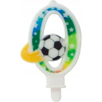 Dortová svíčka SVÍČKA NA DORT FOTBALOVÉ ČÍSLICE ČÍSLO 0