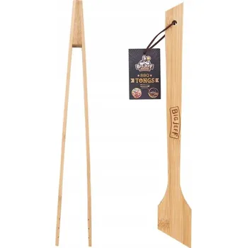 VELKÉ DLOUHÉ GRILOVACÍ KUCHYŇSKÉ KLEŠTĚ DŘEVĚNÉ