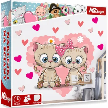 Samolepící dekorace XL VELKÁ Samolepka na stěnu KOŤÁTKA SRDCE 57x46