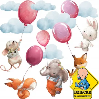 Obraz XL Nálepky na zeď ZVÍŘATA BALÓNKY 58x94