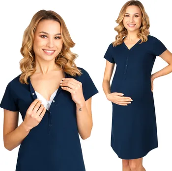 Dámská noční košile Košile pro kojící La Penna XXL bavlna krátký rukáv