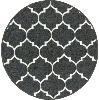 Koberec KOBEREC PROTIKLOUZAVÝ GRAFITOVÝ KULATÝ KRUH JETEL CLOVER prům. 80 cm