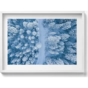 Obraz Dekorativní nástěnný obraz v rámu s grafikou Les z ptačí perspektivy Dron 70x50 cm