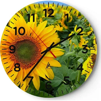 Hodiny Nástěnné hodiny do obýváku 40x40 Květiny Kulatý Skleněné hodiny Loft Tiché