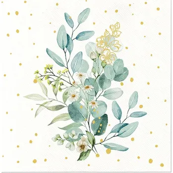 Papírový ubrousek FLIZELINOVÉ UBROUSKY EUKALYPTUS 40x40CM-50 KUSŮ-6800