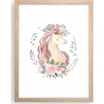 Obraz Obraz plakát v rámu světlý dub do obýváku 30x40 jednorožec plakáty na zeď