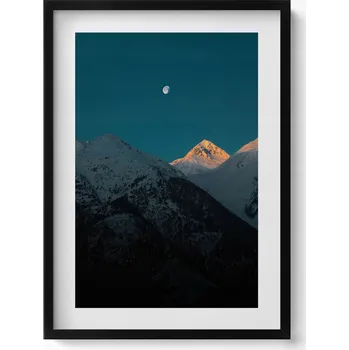 Obraz Obraz v černém rámu na zeď Západ slunce v horách 50x70 cm