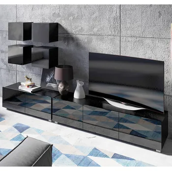 Obývací stěna Obývací stěna CALABRINI c | 250 cm | 6 dílů D | černá lesk