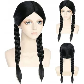 Paruka PARUKA WEDNESDAY DLOUHÉ ČERNÉ VLASY COPY