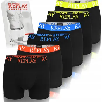 Boxerky Replay Pánské boxerky Sada 6 kusů Bavlna Černé Barva Logo Velikost M