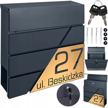 Poštovní schránka Poštovní schránka euroschránka, s vhozem, se schránkou na noviny M-TEC šedá