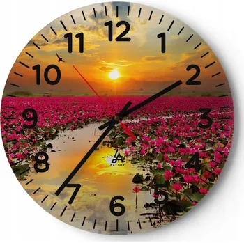 Hodiny Nástěnné hodiny do obýváku 40x40 Květ Lotosu Skleněné hodiny Loft Tiché