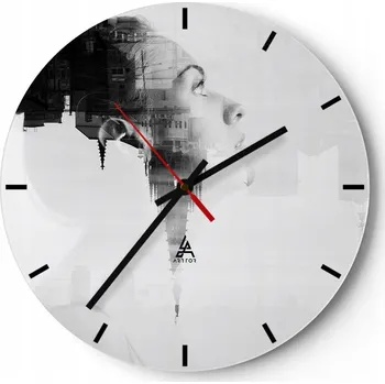 Hodiny Velké nástěnné hodiny 40x40 Abstrakce Skleněné hodiny Kulatý Tiché