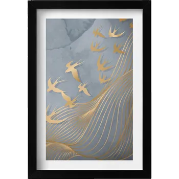 Obraz Dekorace, obraz s grafikou v krásném rámu - Ilustrace letících ptáků 20x30 cm