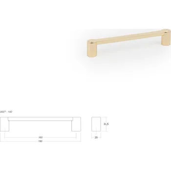 Nábytkové kování Nábytková úchytka VIEFE 0627 FUSION rozteč 160 mm, délka 180 mm, lesklá mosaz
