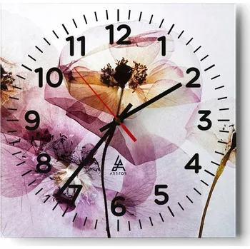 Hodiny Nástěnné hodiny do obýváku 40x40 Květiny Tichý chod Skleněné hodiny