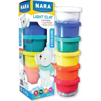 Modelovací hmota Sada modelovací pěnové hmoty, samotvrdnoucí, 6 barev v kelímcích NARA