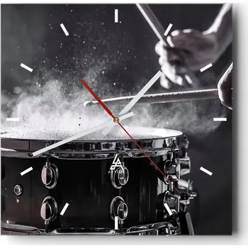 Hodiny Velké nástěnné hodiny na zeď 40x40 Hudba Skleněné hodiny Čtvercové Tiché