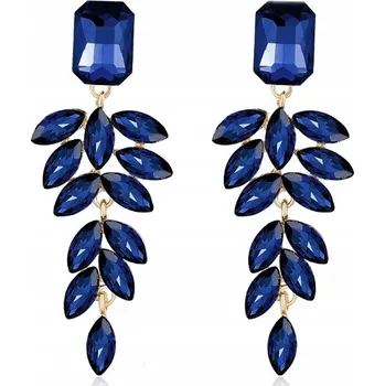 Náušnice Tmavě modré visací náušnice s krystalky pozlacené