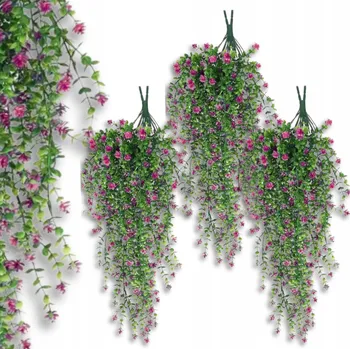 umělá květina Umělé květy pink závěsné girlandy květin břečťan kytice větvičky 3ks