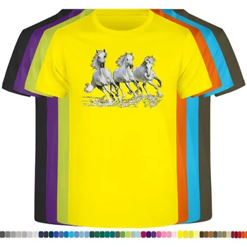 Pánské tričko panske-levne-bavlnene-tricko-potisk-tri-bile-kone Barva: Yellow - žlutá, velikost: XS