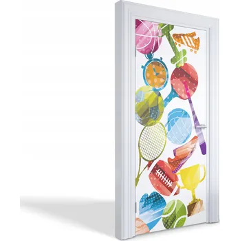 Fototapeta Samolepící dekorace ozdoba nálepka na dveře Barevné sporty 95x205 cm