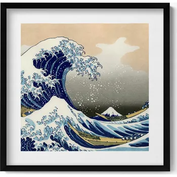 Obraz Obraz s černým rámem na zeď Velká vlna u Kanagawy 50x50 cm