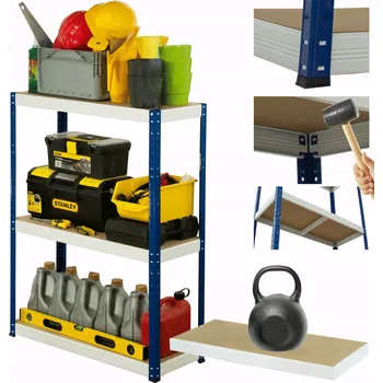 Dílenský regál Kovový regál do skladu, dílny HELIOS 90x75x60cm 3 police x 175kg POLSKÝ