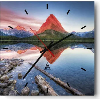 Hodiny Velké nástěnné hodiny 40x40 Krajina Skleněné hodiny Tiché