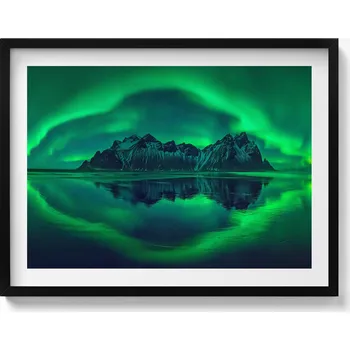 Obraz Nástěnný obraz dekorace interiéru Polární záře - zrcadlový odraz 80x60 cm