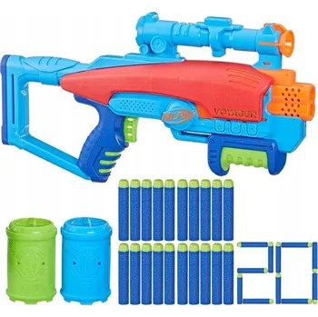 Dětská zbraň PISTOLE NERF ELITE JUNIOR VOYAGER + 25 NÁBOJŮ A TERČE – SADA F6361