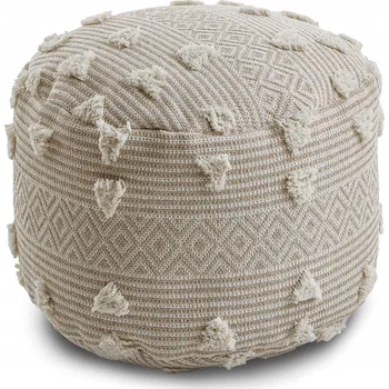 Taburet Bavlněná Taburet Podnožka válec 50x50 BOHO béžová #D1946