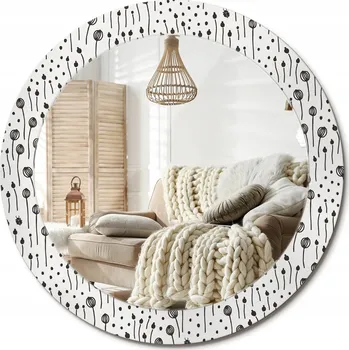 Zrcadlo Zrcadlo nástěnné s ozdobným skleněným rámem fi 70 cm Květinový vzor