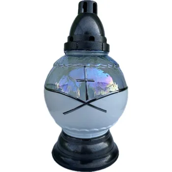 Svíčka Hřbitovní Svíčka černá Kula s křížem 34 cm s přídavkem stříbra