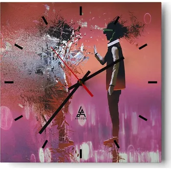 Hodiny Velké nástěnné hodiny 40x40 Abstrakce Skleněné tiché hodiny