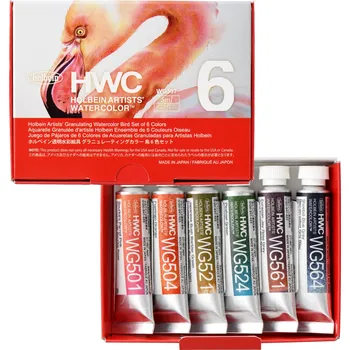 Vodová barva Akvarelové barvy Holbein Granulating 5 ml - Bird, sada 6 ks