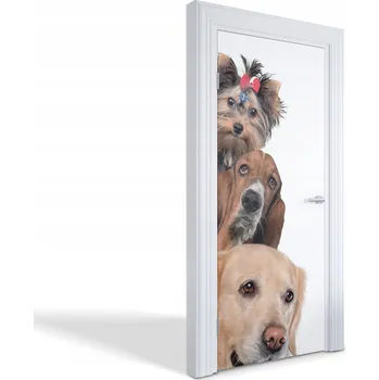 Fototapeta Samolepící dekorativní nálepka na dveře a nábytek Tři psi spolu 85x205 cm