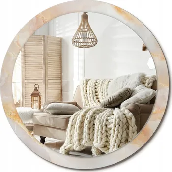 Zrcadlo Kulaté nástěnné dekorativní zrcadlo v skleněném rámu Mramor onyx průměr 100 cm