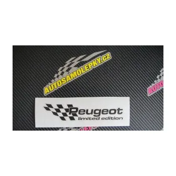 Polep vozidla SAMOLEPKA Peugeot limited edition levá (09 - bílá) NA AUTO, NÁLEPKA, FÓLIE, POLEP, TUNING, VLASTNÍ TEXT, TISK, AUTOSAMOLEPKY.cz, POLEPY, OBRÁZEK, LOGO, SAMOLEPKY