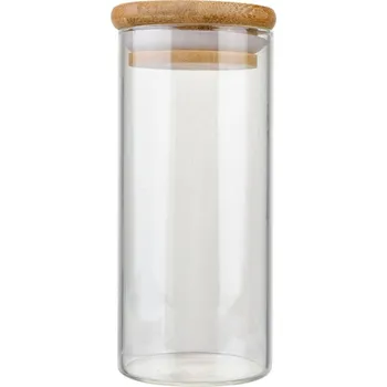 Dóza na potraviny Skleněná nádoba s bambusovým víčkem Egbert M – 5x13 cm