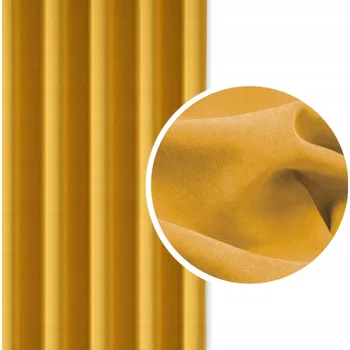 Závěsy do obýváku NA PÁSCE na žabky EFE hořčicové 270x430